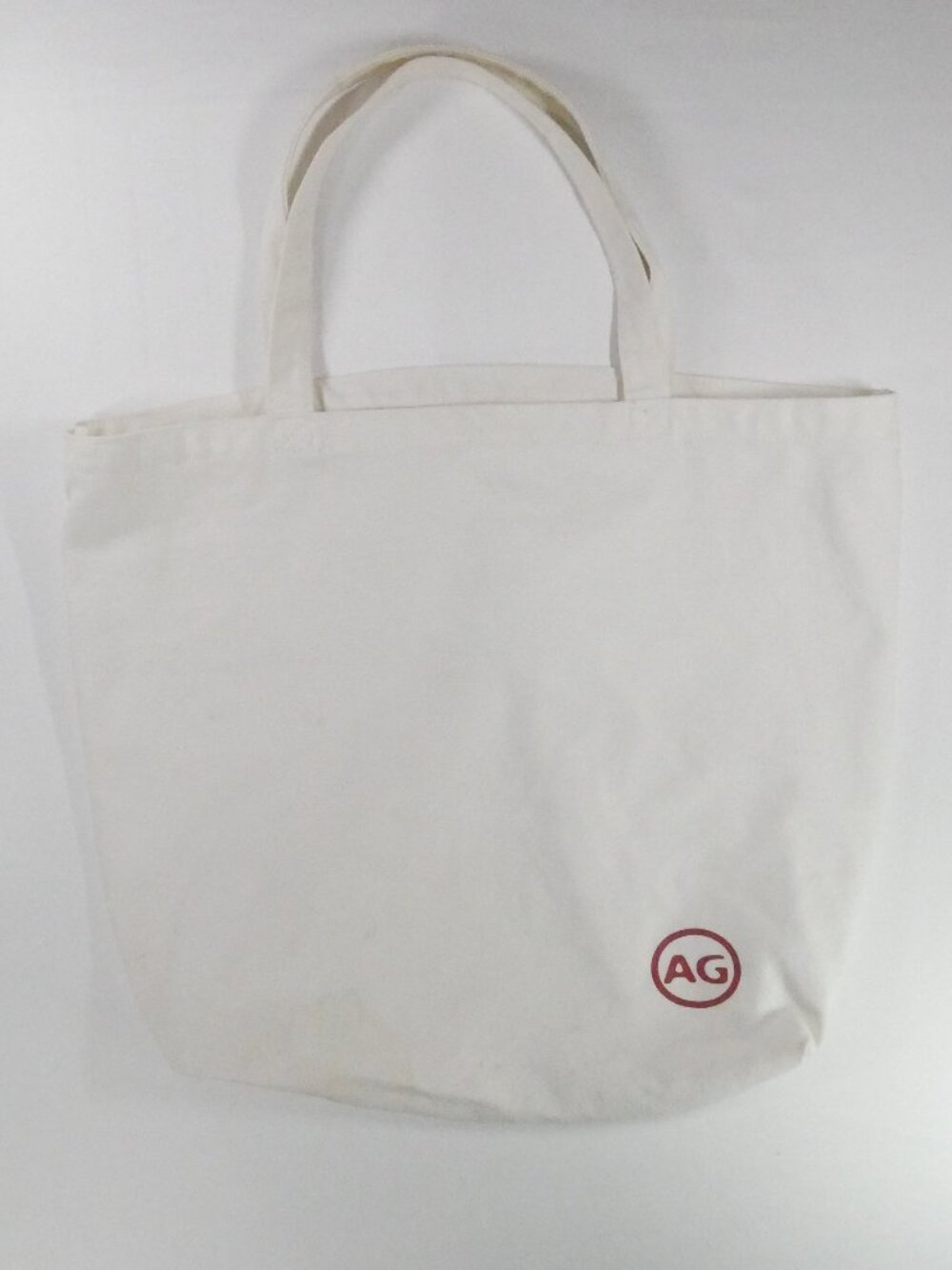 AG Adriano Goldschmied Tote Bag White 100% Cotton Canvas Large Red Logo 19x17x5